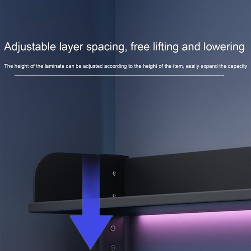 WOHNZA 35X23IN Clamp On Desk Shelf Organizer, Black Desktop Bookshelf Storage Shelves with Pegboard, Desk Extender for Office, Privacy Panel,Gaming Desk