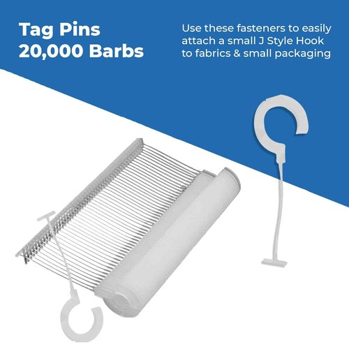 Perco 1- Inch 25mm J Hook Standard Tagging Attachments Fasteners Tag Pins (20,000 Barbs)