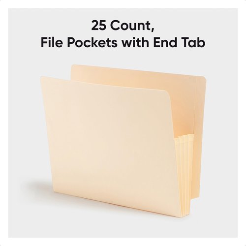 Smead Manila End Tab Expanding File Folders 3-1/2-Inch Expansion Pocket with Gussets, Expandable Letter Size, 25 Count (75124)