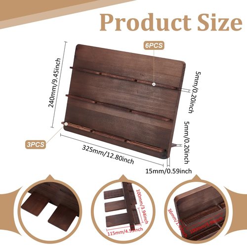 UNICRAFTALE 3 Tier Wood Multiple Business Card Holder for Desk 9 Slot Modern Card Stand for Desktop Card Display Stand Holders Rectangle Professional Card Organizer for Office Home