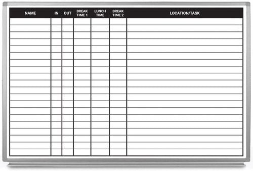Regine Switzerland Dry-Erase Scheduling Whiteboard - 36" x 24" | Ideal for Lunch and Break Planning