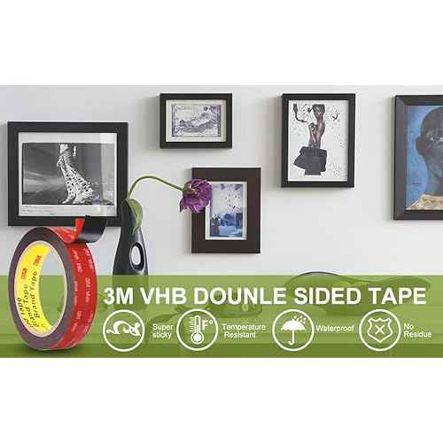 3M Double Sided Mounting Tape, 3M5952 Heavy Duty VHB Foam Adhesive 1/4" x15.4 FT for Indoor Outdoor, LED Strip Lights, Automotive Trim & Home Office D?cor, Waterproof & Industrial Grade