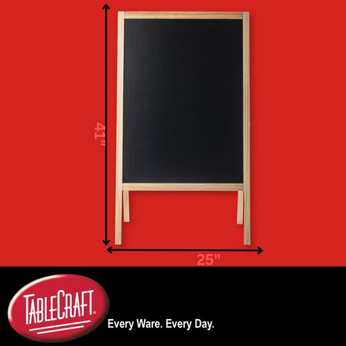 Tablecraft A-Frame Chalkboard Floor Sign, Natural Paulownia Wood, 24"x25"x41", Double-Sided Folding Chalk Sandwich Board Walk Way Message Display, Rustic Menu Board, Weddings, Cafes, and Restaurants