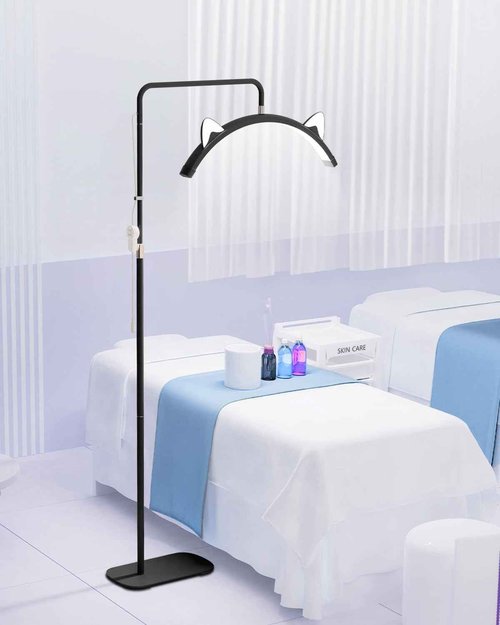 Eyelash LED Floor Lamp, Esthetician Lash Lighting for Lash Extension, Tattoo,Eyebrows,Beauty, Skincare, Reading,Studio Work,Filming Content Creation (Black)