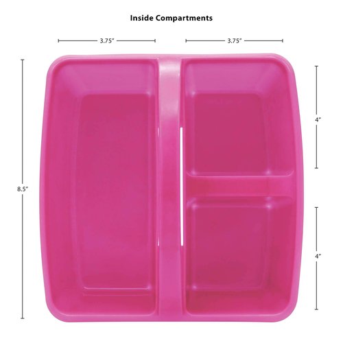 Teacher Created Resources Pink Portable Plastic Storage Caddy 6-Pack for Classrooms, Kids Room, and Office Organization, 3 Compartment