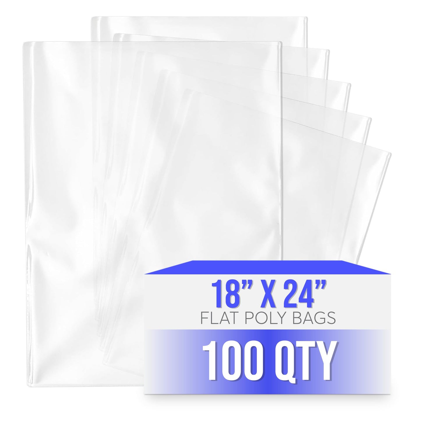 18x24 Clear Poly Bags 100 Pack - 1 Mil LDPE Heavy Duty Plastic for Shipping Storage Packing - Food Safe Freezer Bulk Commercial Industrial for Business Retail Warehouse