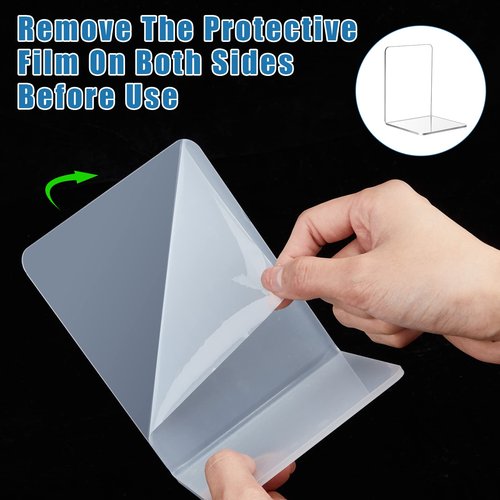 Maitys 32 Pcs Plastic Book Ends Bulk Clear Acrylic Bookends for Shelves Decorative Book Organizer Heavy Duty Holder Office Stoppers Bookshelf Desktop Decor for Movies, CDs, Video Games