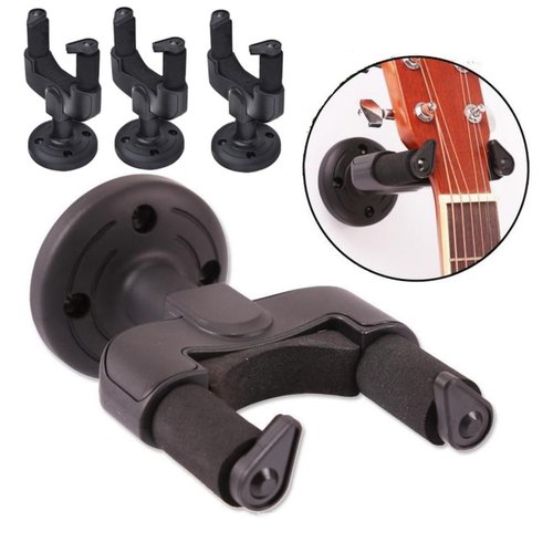 Vaguelly 4Pcs Detachable Guitar Hangers Wall Mount with Auto Locking Grip Black Guitar Rack with Base Secure Wall Holder for Acoustic Electric Guitars Space Saving Design
