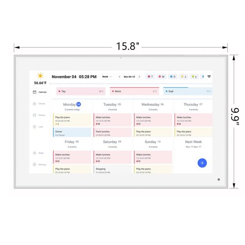 15.6 Inch Digital Calendar, Smart Digital Planner & Chore Chart with IPS FHD 1920x1080 Touchscreen Display for Family Organizer - Built-in Digi-tal Frames Function