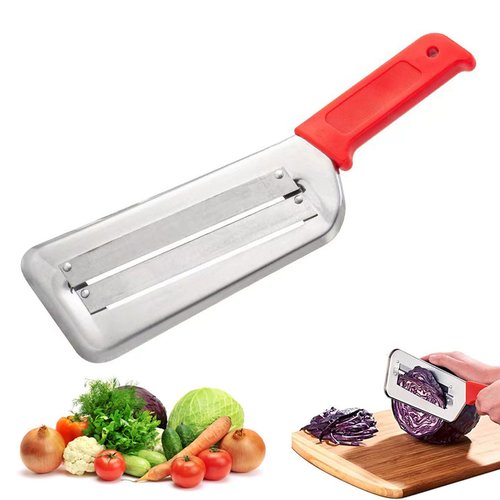 Stainless Steel Shredder Knife,Stainless Steel Dual Blade Julienne Cutter,Cabbage Shredder For Coleslaw,Multifunctional Vegetable Shredders For Sauerkraut,Coleslaw,Vegetables (Red)