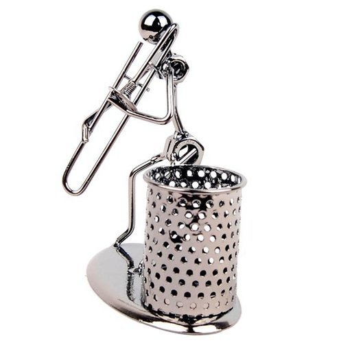 Pen Container Holder Pencil Cup Iron Art Music Figure~Home Office Desk Decor Gift Perfect Father Gift (C79 Trombone)