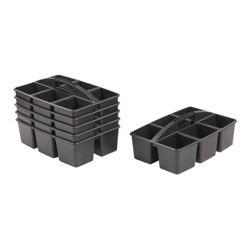 ECR4Kids 6-Compartment Large Caddy, Storage Organizer, Black, 6-Pack