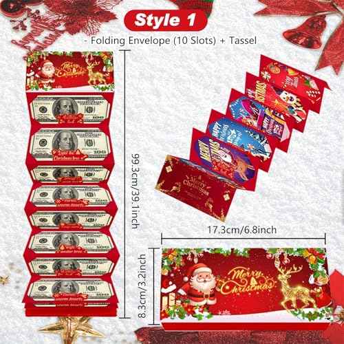 5PCS Upgrade Surprise Card Holder Christmas Cashs Envelope with Money Clip, 2026 New Christmas Cash Gift Envelope, DIY Cash Gift Card Holders Xmas With 10 Slots