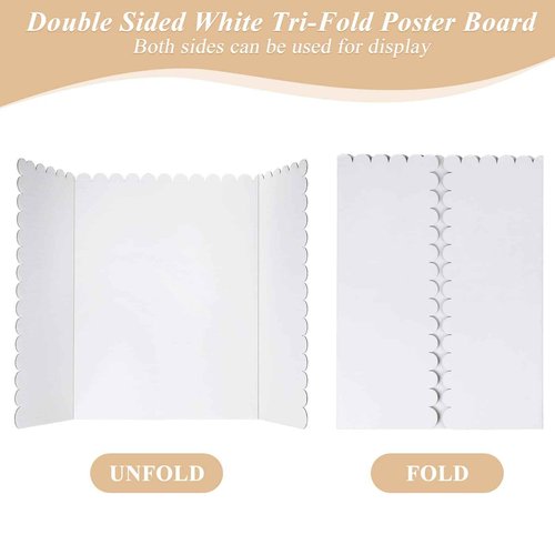 12 Pcs 24 x 36 Inch Trifold Poster Display Boards White for Science Fair Presentation Projects Photo Exhibition Display Tri fold Board Foldable Paperboard for School Supplies Bulk Business