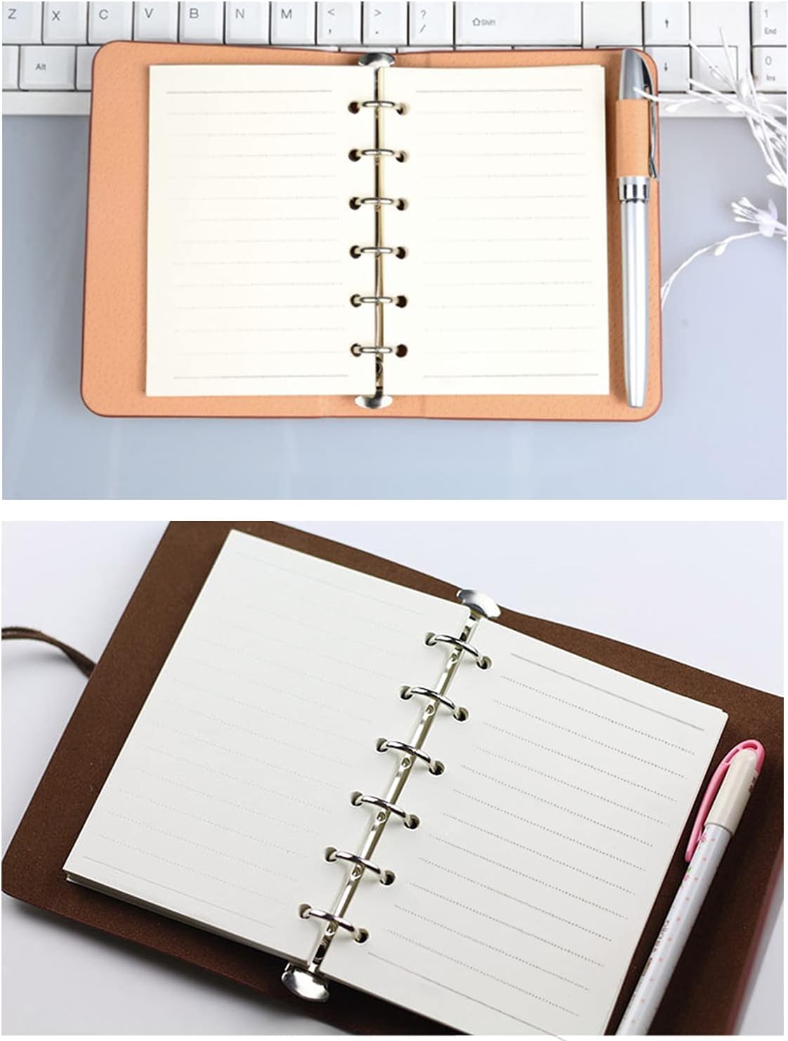 (Set of 270 Sheets) A7 Lined Paper with Label Sticker, Mini Binder Refills, 6-Hole Loose Leaf Paper for A7 Budget Planner Journals Notebook