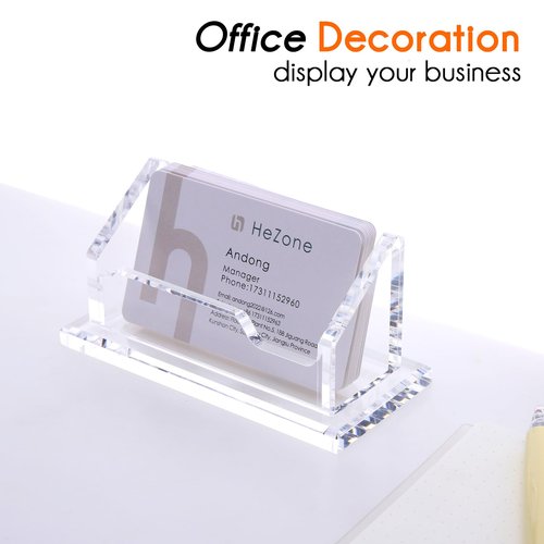 Acrylic Card Holder Clear Horizontal Business Card Organizer Stand for Desk 1 Slots Business Cards Stand for Women and Men