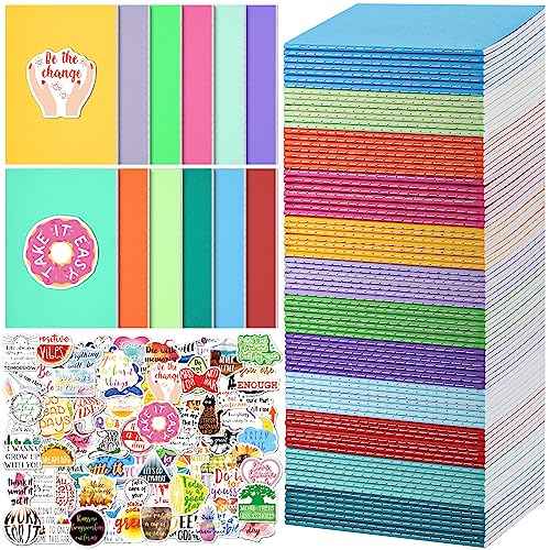 Small Notebook Gifts for Kids: 96 Pack Journals with 96 Motivational Stickers, 60 Page Lined Journals for Writing, Pocket Notebook for Kids Party Favors, Student Gifts, Stocking Stuffers, Mini Journals Bulk