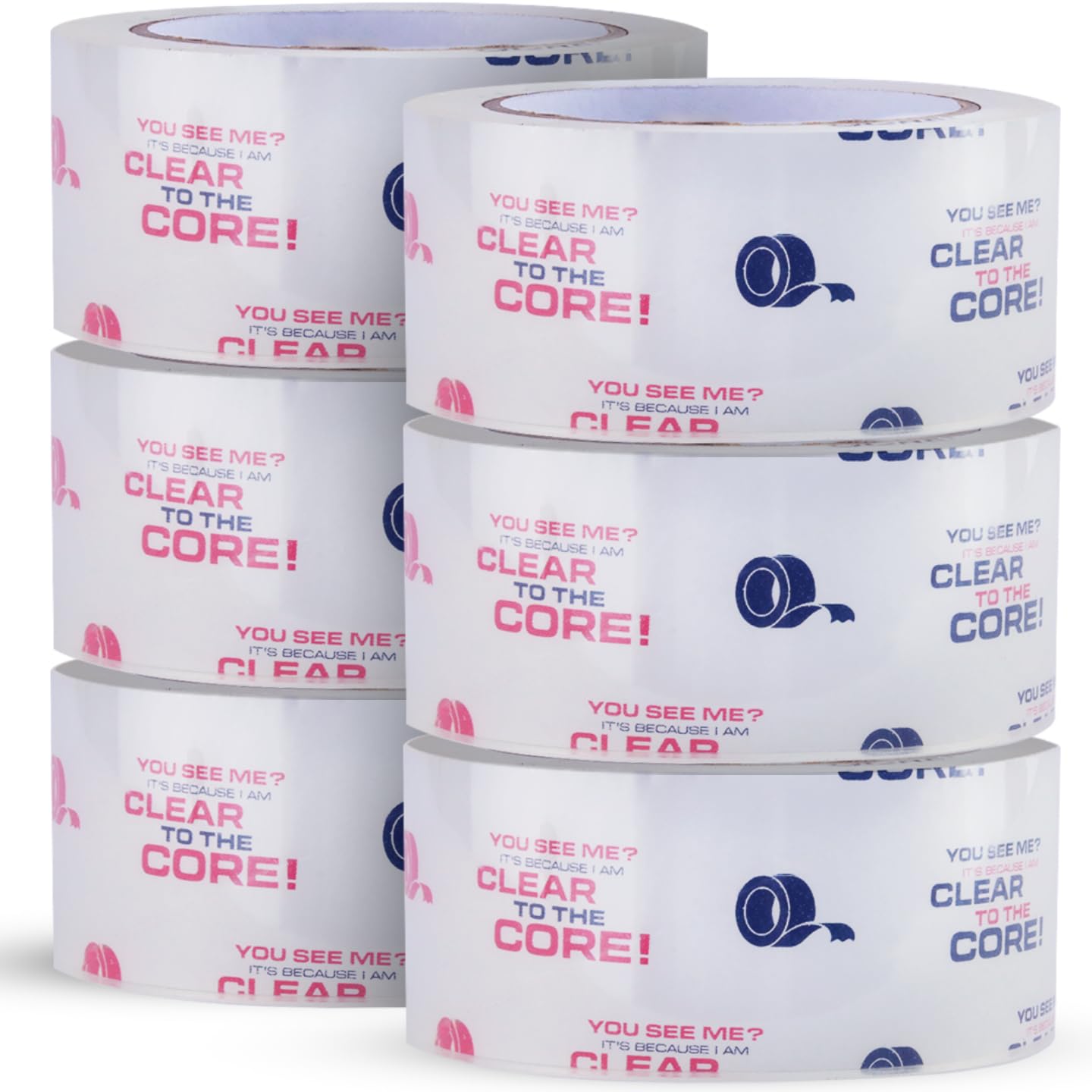 TAPEWELL Heavy Duty Clear Packing Tape - 1.88 In x 54.6 Yd | Durable Shipping Tape Refills, Pack of 6