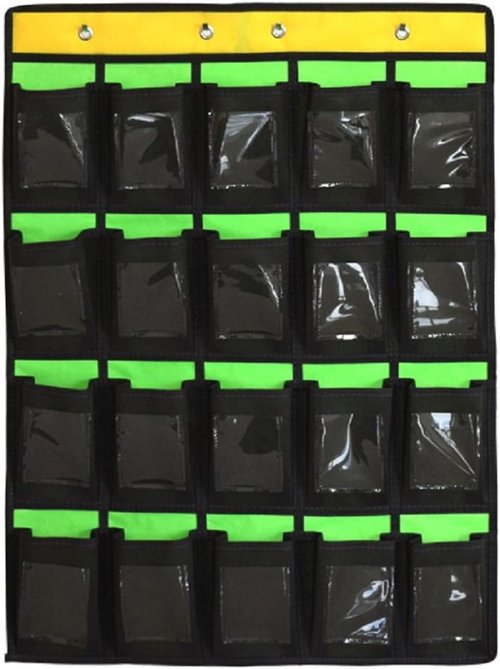 NIMES Hanging Organizer - Classroom Pocket Chart for Cell Phones & Calculators | 20 Clear Card Pockets