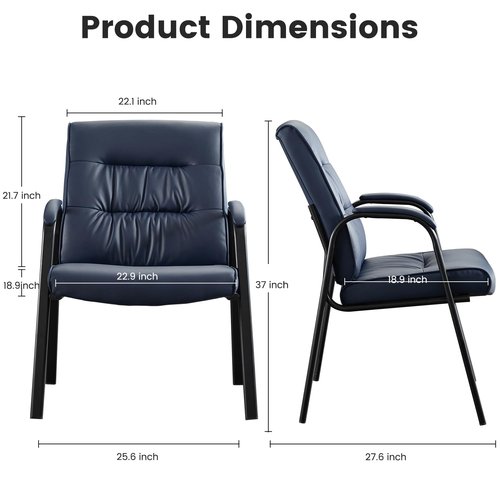 BoisKom Big&Wide Office Guest Reception Chair Set of 6, Conference Room Chairs Waiting Room Chairs 6 Pack, Modern Leather Office Desk Chair No Wheels(Navy Blue)