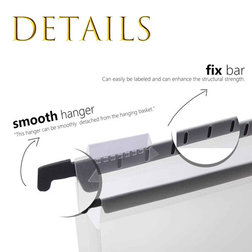 Fei Bi Large Capacity Plastic Hanging Folder, 20 Pack Reinforced Extended Hanging Folder Letter Size, Heavy 2-inch Expansion, Office Hanging Folder Organizer, White Transparent