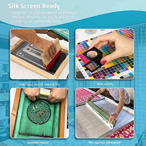 Cisinks 13 x 19 Inch A3+ Waterproof Inkjet Transparency Film for Silk Screen Printing 50 Sheets - 100micron Quick Drying Positives Universal Printers 4 Mil
