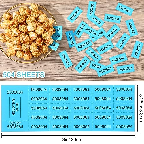 Kosiz 504 Sheets 25 Bid Raffle Ticket with Different Numbers Per Sheet Chinese Auction Tickets for Events Church Basket Auction Silent (Blue)