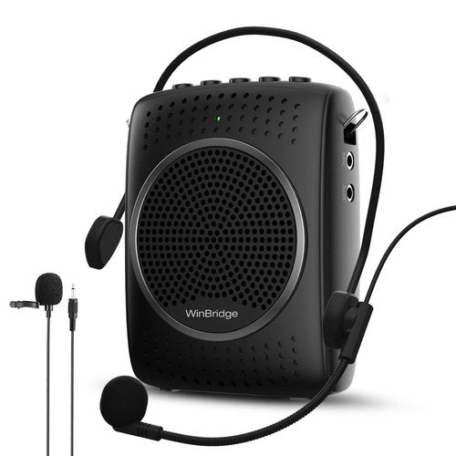 Ultra Portable Voice Amplifier Microphone and Speaker Set - Mini Speaker with 2 Microphones, Rechargeable Amp with Lavalier/Headset Mic for Teachers, Classroom, Tour Guides -S309