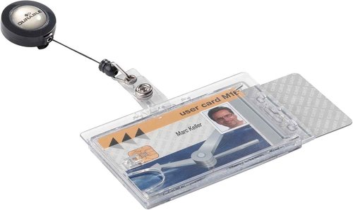 Durable Shell-Style Security ID Pass Holder 2.75" x 4.00" Inches with Retractable Badge Reel Transparent - Pack of 10 Badges - Perfect for Holding Swipe Cards, ID Cards and More.