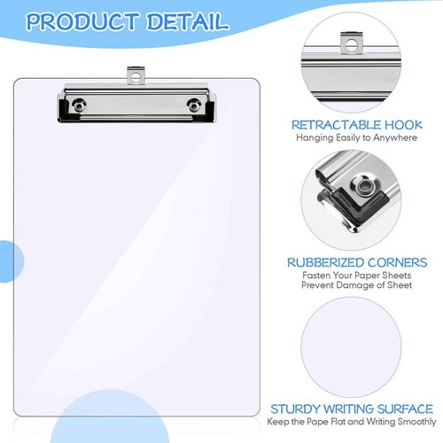Epakh 20 Pcs Mini Clipboard Small Clear Plastic Clipboard with Low Profile Clip for Small Notepads(4 x 6 Inch)