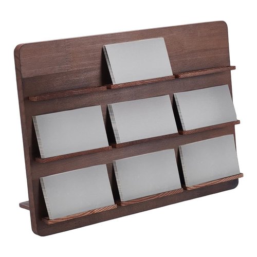 UNICRAFTALE 3 Tier Wood Multiple Business Card Holder for Desk 9 Slot Modern Card Stand for Desktop Card Display Stand Holders Rectangle Professional Card Organizer for Office Home
