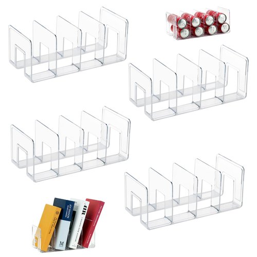SHAIDOJIO 4 Pack Clear Acrylic File Organizer, Desktop File Sorter Purse Handbag Divided Organizer for Book, Envelopes, Mail, Document, Notebook, Office Supplies