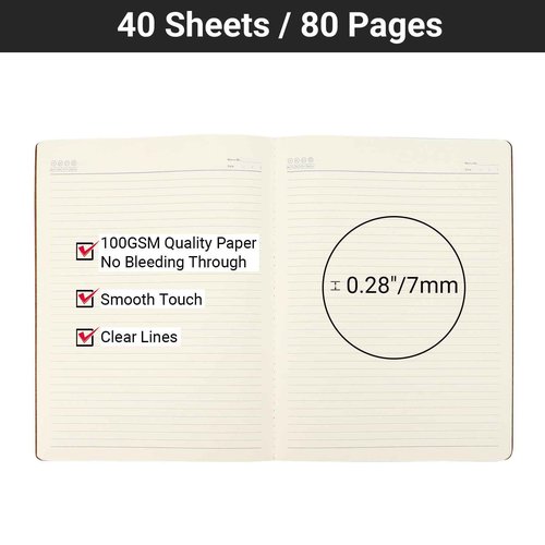 EUSOAR Journal Notebook, 12 Pack A4 11" x 8-1/2", 40 Sheets/ 80 Pages, 100gsm Thick Paper, Kraft Notebooks College Ruled, Line Travelers Journals Bulk Softcover, for Diary Writing Work Office