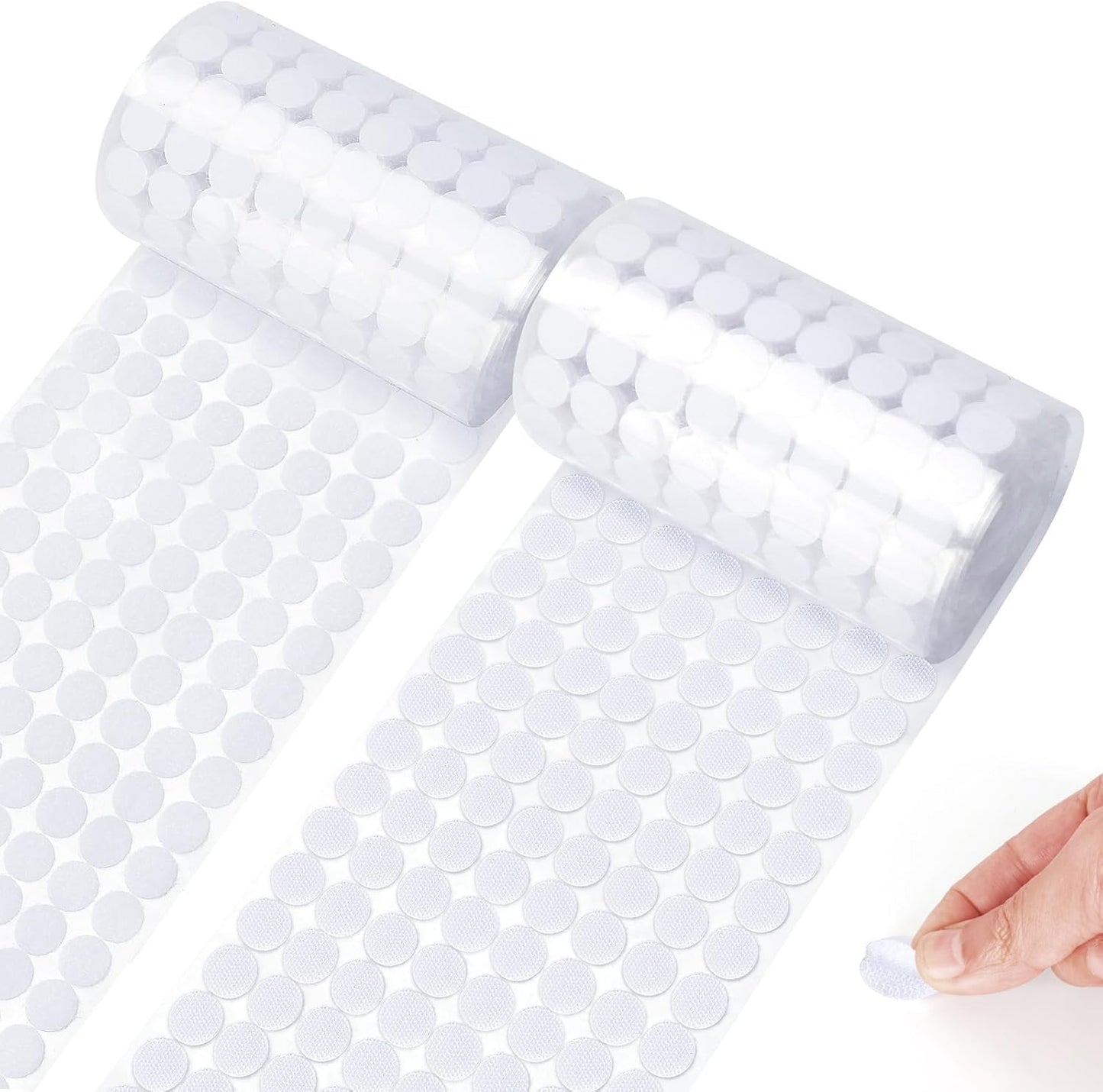 Skiennix Self-Adhesive Hook and Loop Dots - 1008 Pcs (504 Pairs) | 0.39" Round White Fasteners for Crafts & Organization