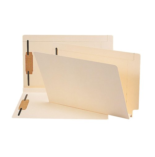 Smead Extra Capacity End Tab Fastener File Folder, Shelf-Master® Reinforced Straight-Cut Tab, 2 Fasteners, 1-1/2" Expansion, Legal Size, Manila, 50 per Box (37276)