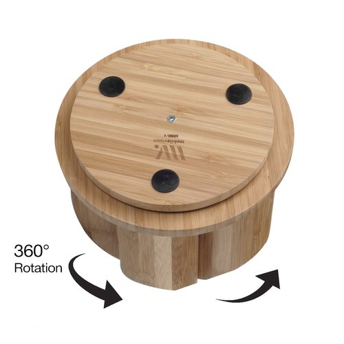 MobileVision Bamboo Rotating Office & Art Supply Organizer 5 Circular Compartments for Pens, Pencils, Highlighters, Markers, Scissors, Accessories & More