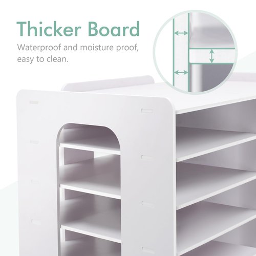 SONGWAY Desktop Mail Sorter Organizer - Small File Organizer for Desk, Desk Bills Storage, 12 Slots Ink Pad and Stamp Pad Storage Rack