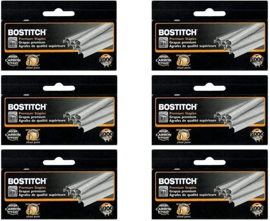 Stanley Bostitch B8 Powercrown Premium 1/4" Staples - Value Pack of 6 Boxes for Reliable Performance