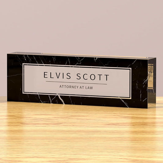 Skiennix Personalized Desk Name Tag - Minimalist Acrylic Name Plate for Office Use
