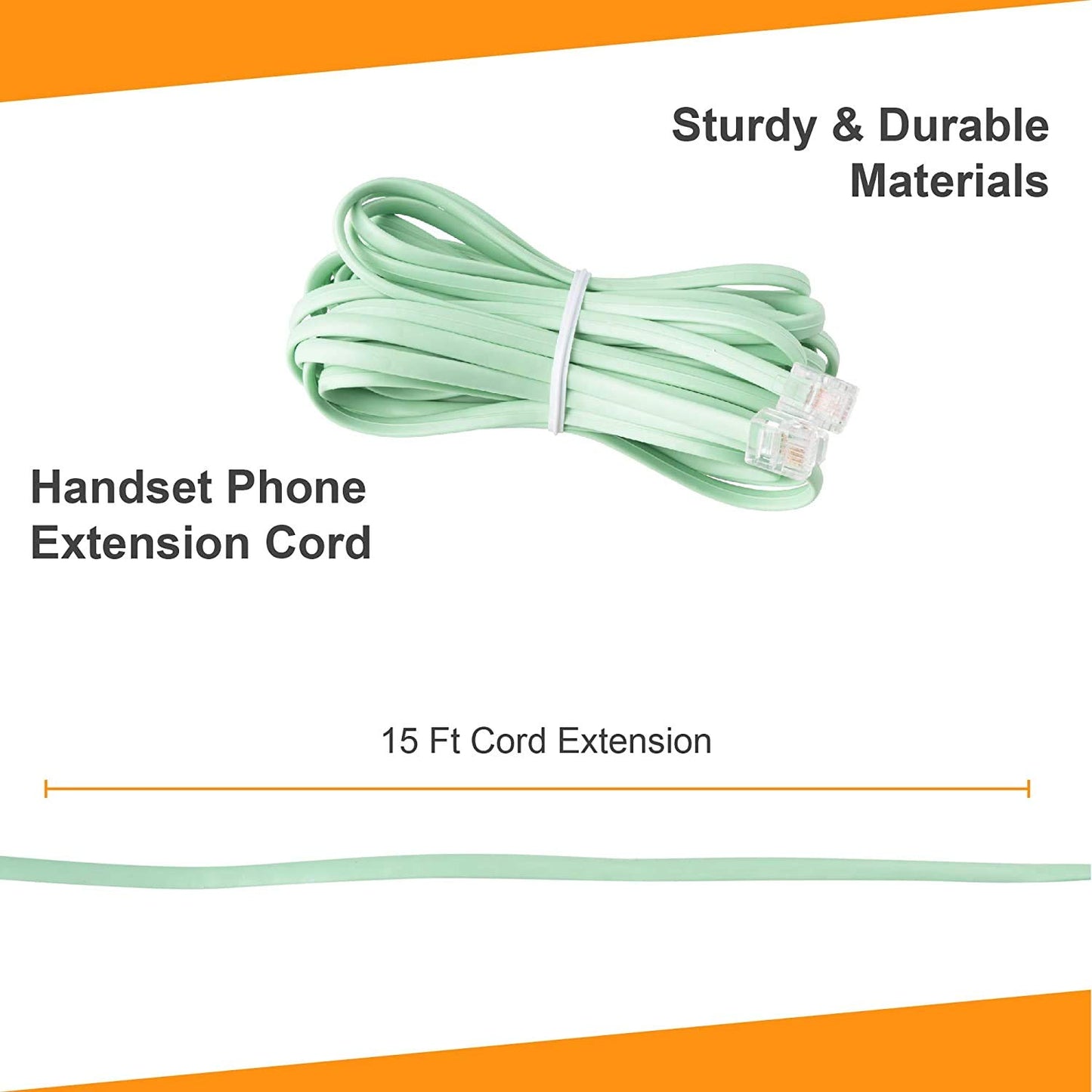 iSoHo Phones Accessories: Phone Cord for Landline Phone – Tangle-Free, Handset Curly Telephones Land Line Cable – Easy to Use + Excellent Sound Quality for Home or Office 15ft Long - Earth Day Green