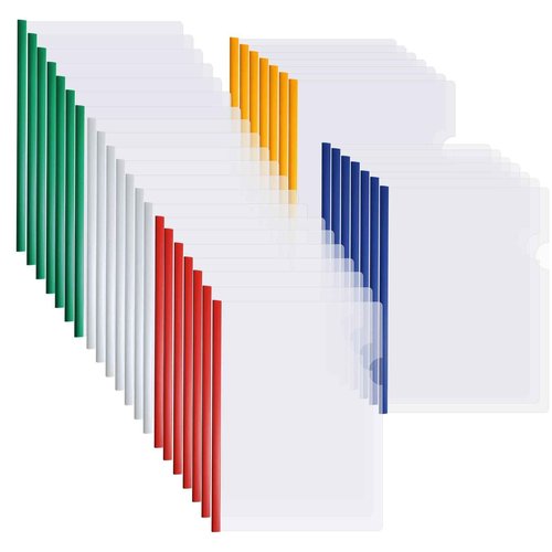 150 Pcs Bulk A4 Clear Report Cover with Sliding Bar 5 Colors Folder Binder Sliding Bar Files Classification Transparent Resume Clipbar Presentation File Folders for School and Office