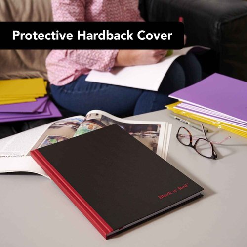 Black n' Red Notebooks, Business Journals, 3 Pack, 11-3/4" x 8-1/4", 96 Sheets, Ruled, Optik Paper, Hardcover, Casebound, Black (400123487)