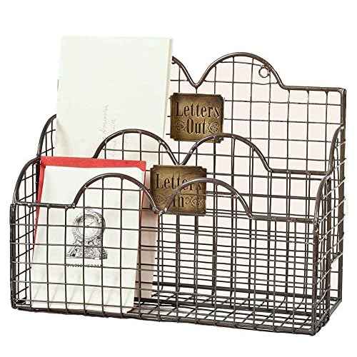 Colonial Tin Works Industrial Galvanized Steel Wire Letter/File Desk Organizer Holder Office Storage, Gray (370041)