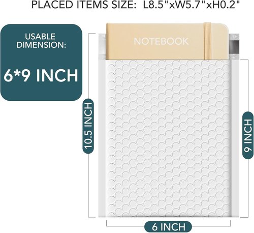 Metronic Bubble Mailers - Waterproof Self-Seal Padded Envelopes 6x10 Inch | Perfect for Shipping Jewelry & Makeup