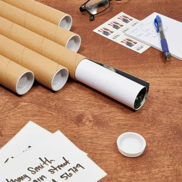 Niwo ART 1-Pack Mailing Tubes with Caps 2x24 Inches Kraft Cardboard Shipping