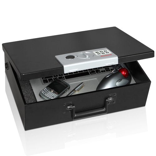 Honeywell Safes & Door Locks - Hideable Money Safe Box with Carry Handle - Fire Resistant Safe Document Box for Home - Metal Box with Digital Lock for Personal Items, Jewelry - 0.48-Cu - Black - 6110