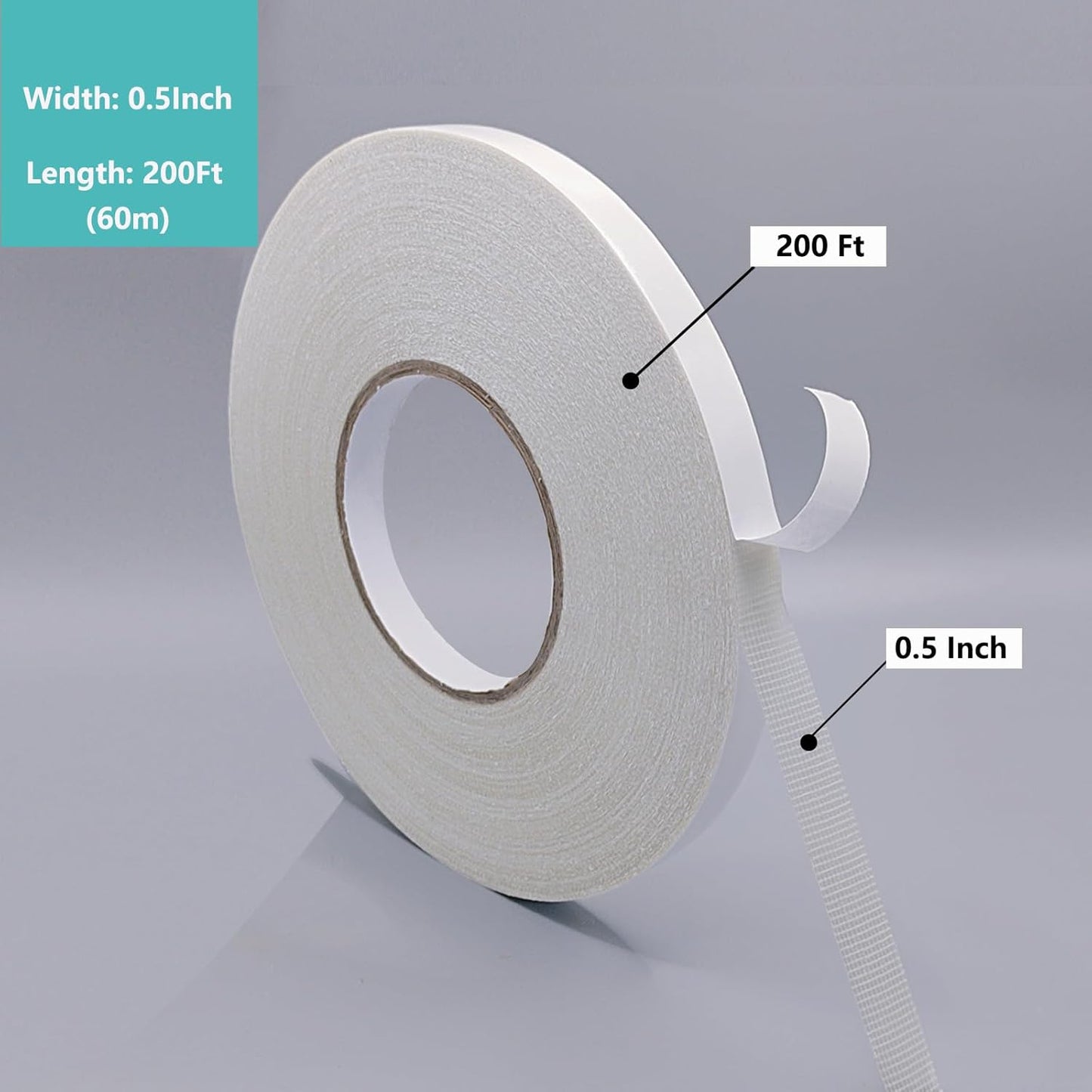 WENSSKKU Double-Sided Fabric Hemming Tape - Strong Adhesive, No Sew, Removable | 1/2 Inch x 200 Feet