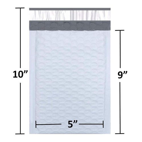 SALES4LESS Poly Bubble Mailers - Waterproof Cushioned Padded Envelopes, 5 x 10 in (50 Pack, White)
