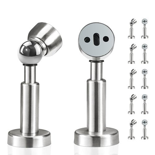 HOMOTEK 12 Pack Magnetic Door Stop, Hydraulic Stainless Steel Wall Door Stopper with Rubber Tip, 4.3 Inch Height Spring Doorstops with Magnets, Brushed Nickel