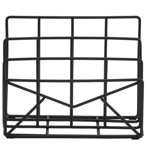 MyGift 3 Slot Modern Black Metal Wire Freestanding Desk Mail Sorter with Envelope Design, Office Desktop Letter, File, and Bill Compact Storage Organizer